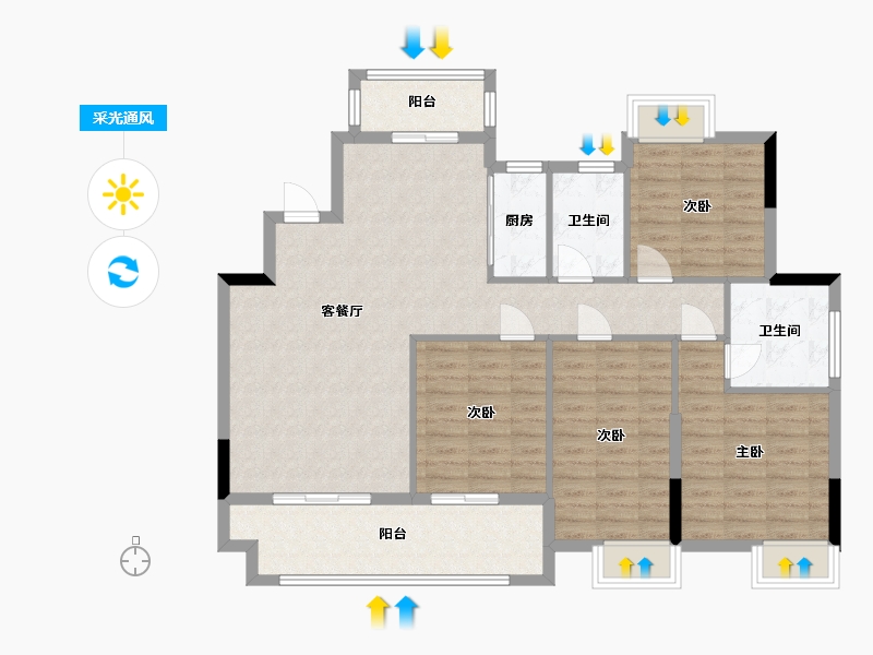 湖北省-黄冈市-广济府-110.00-户型库-采光通风