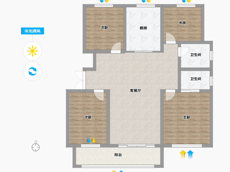 山东省-淄博市-金鼎玺苑-144.00-户型库-采光通风