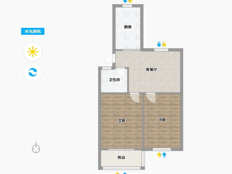 上海-上海市-虹桥机场新村-61.92-户型库-采光通风