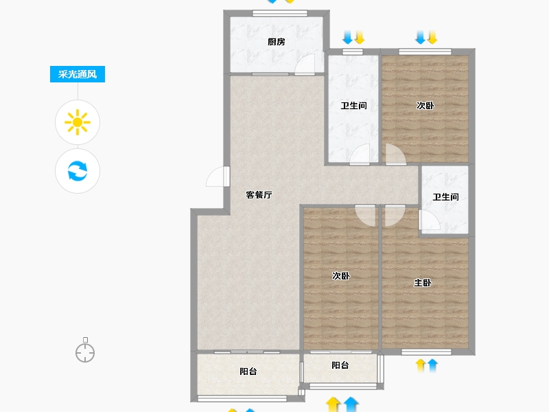 山东省-潍坊市-东方世纪城-133.53-户型库-采光通风