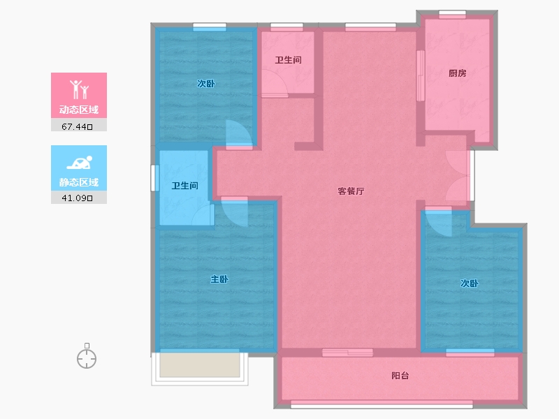 山东省-滨州市-香格里拉公馆-109.60-户型库-动静分区