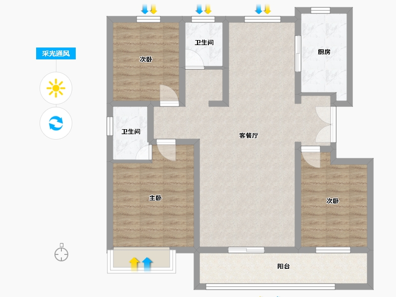 山东省-滨州市-香格里拉公馆-109.60-户型库-采光通风