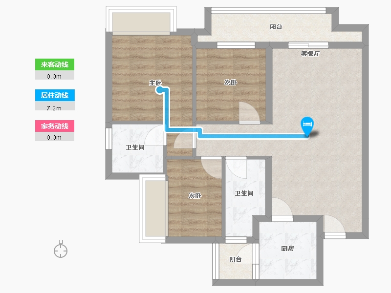 重庆-重庆市-中国铁建西派宸樾-75.00-户型库-动静线