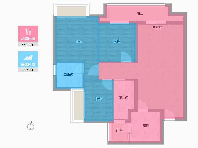 重庆-重庆市-中国铁建西派宸樾-75.00-户型库-动静分区