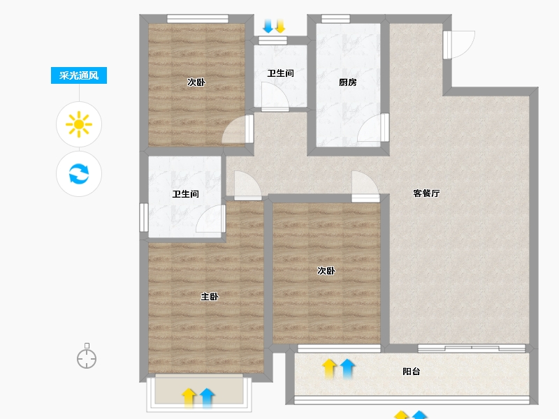 江苏省-扬州市-金奥富贵-104.08-户型库-采光通风