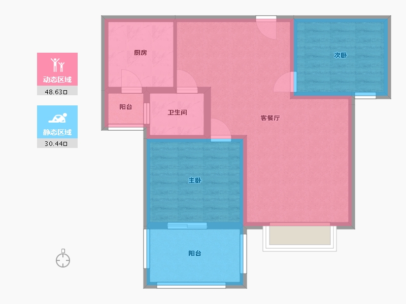 河南省-安阳市-汤阴现代城-70.00-户型库-动静分区