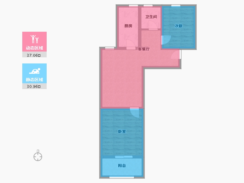 浙江省-杭州市-沁香公寓-64.69-户型库-动静分区