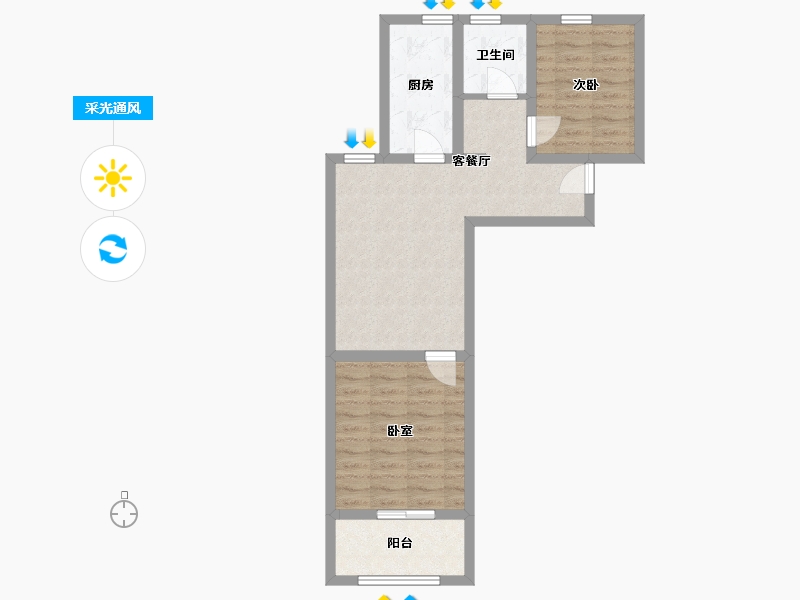 浙江省-杭州市-沁香公寓-64.69-户型库-采光通风