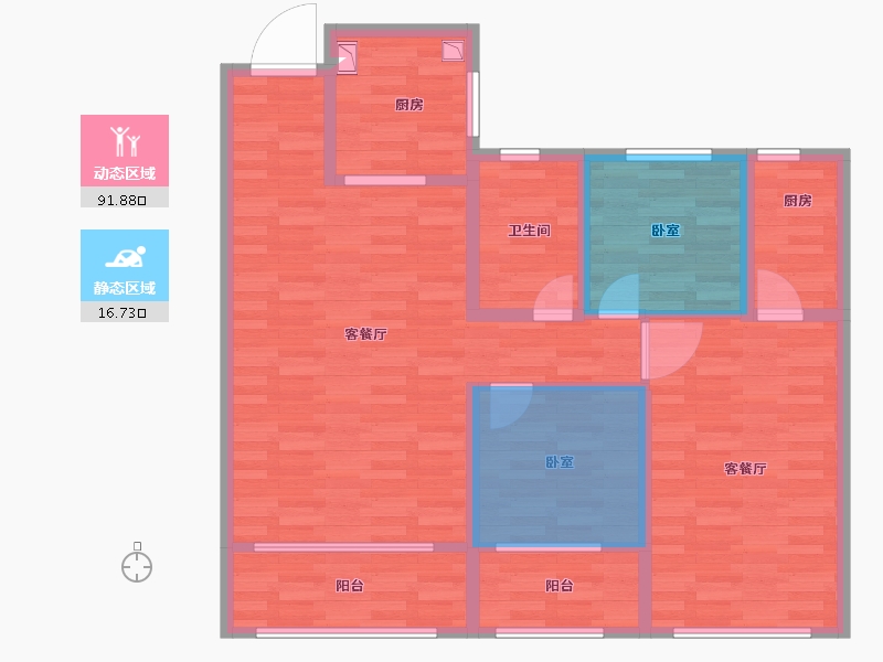 辽宁省-大连市-中海叁号院-84.18-户型库-动静分区