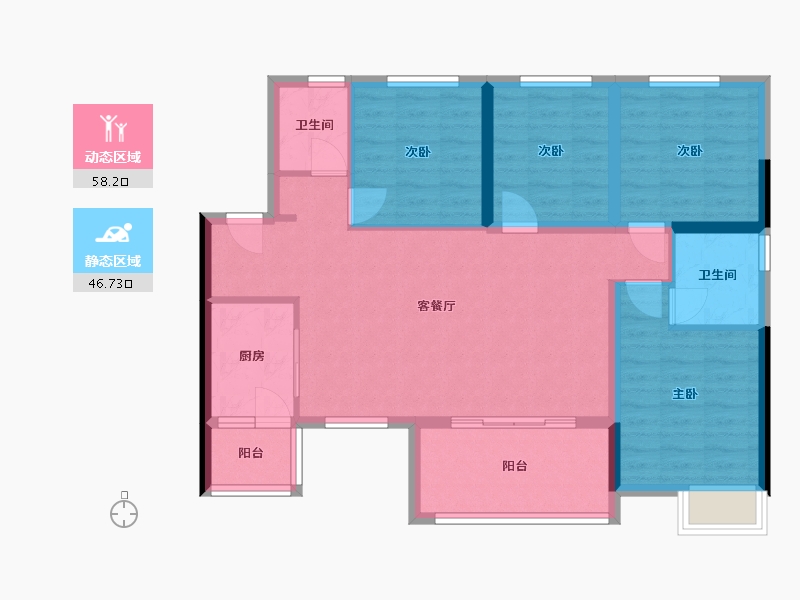 四川省-宜宾市-外滩公馆-93.60-户型库-动静分区