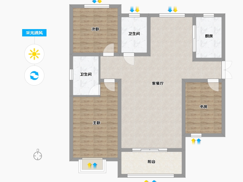 河北省-邢台市-正德兰庭-104.00-户型库-采光通风