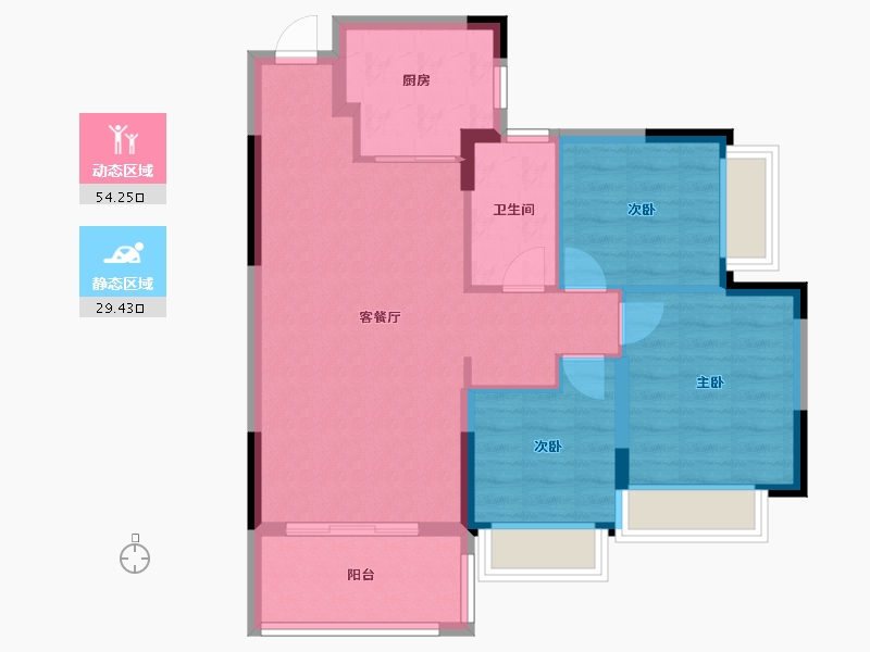 贵州省-遵义市-恒大翡翠华庭-75.20-户型库-动静分区