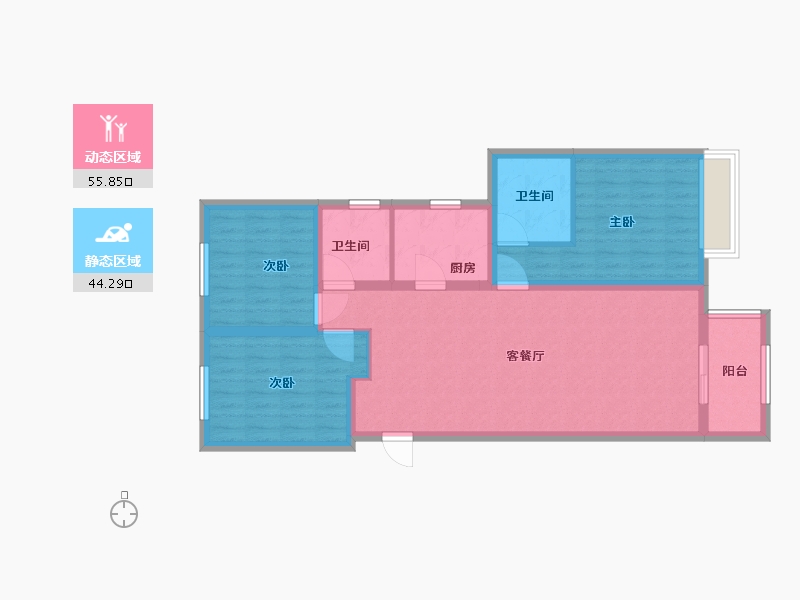 河南省-郑州市-阳光城丽景公馆-89.60-户型库-动静分区