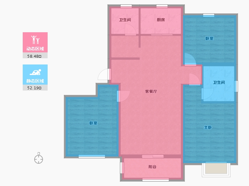 河北省-唐山市-水悦华郡-99.86-户型库-动静分区