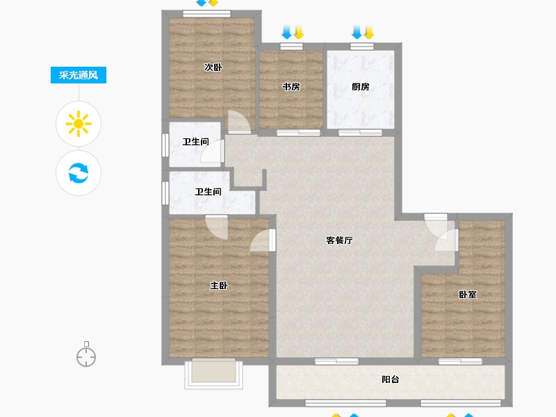 浙江省-宁波市-朗拾-116.58-户型库-采光通风