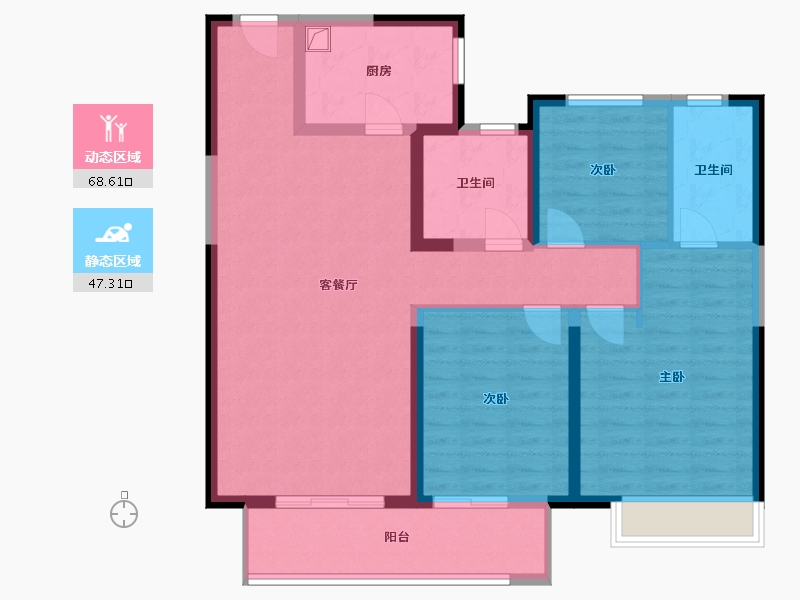 陕西省-渭南市-桂语蘭园-104.00-户型库-动静分区