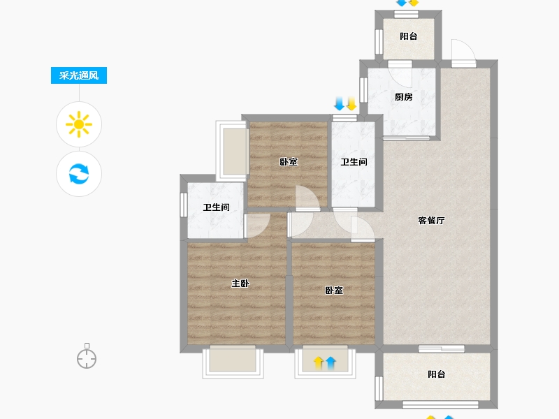 广东省-珠海市-方圆月岛首府-79.20-户型库-采光通风