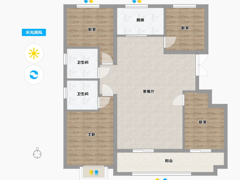 山东省-潍坊市-凤栖桃源-114.24-户型库-采光通风