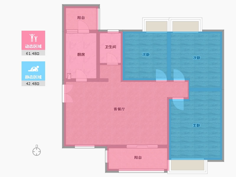 四川省-成都市-东湖花园五期-92.80-户型库-动静分区