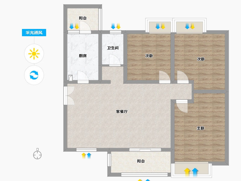 四川省-成都市-东湖花园五期-92.80-户型库-采光通风