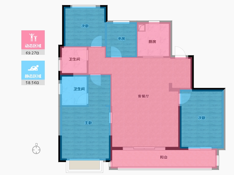 浙江省-宁波市-龙湖天玥-116.00-户型库-动静分区