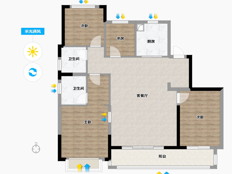 浙江省-宁波市-龙湖天玥-116.00-户型库-采光通风