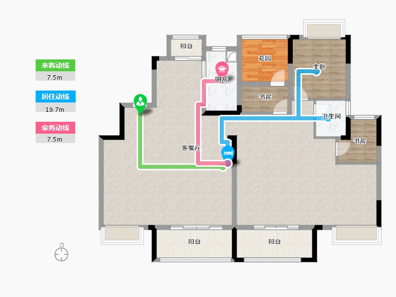 湖南省-长沙市-汉唐世家-103.20-户型库-动静线