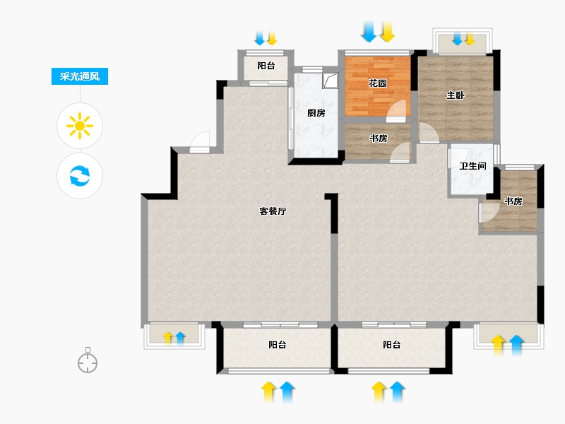 湖南省-长沙市-汉唐世家-103.20-户型库-采光通风