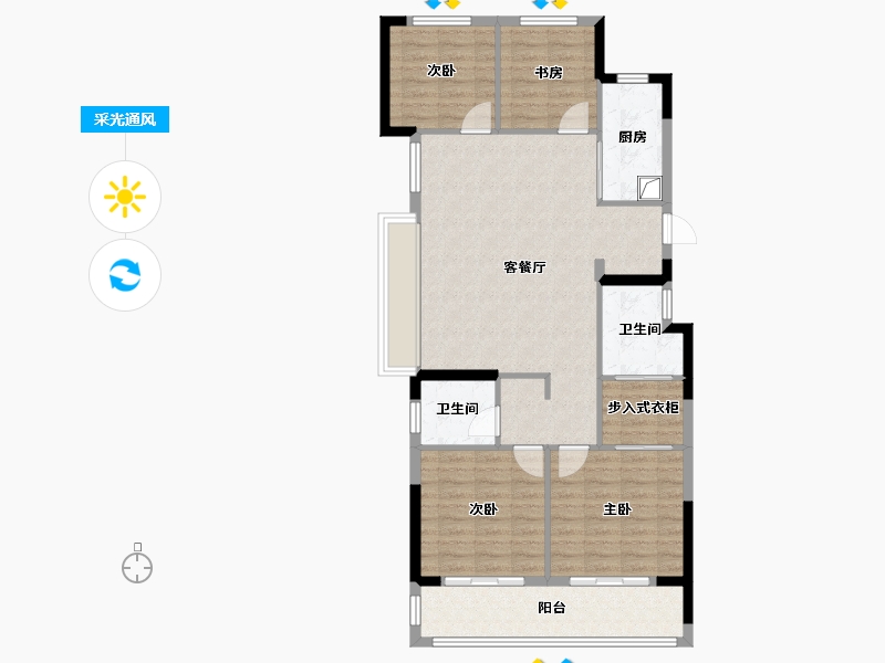 浙江省-宁波市-龙湖天玥-100.00-户型库-采光通风