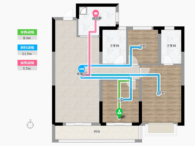 浙江省-宁波市-龙湖天玥-88.00-户型库-动静线