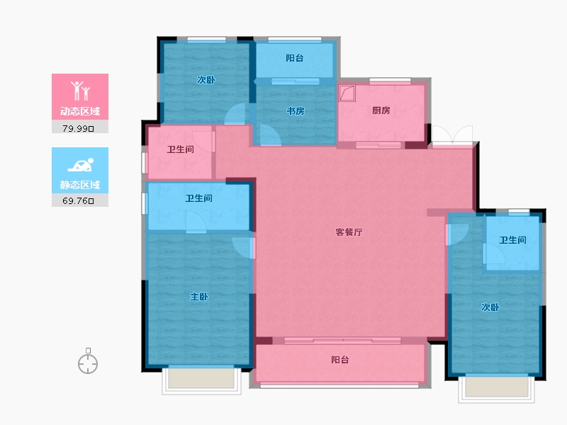 浙江省-宁波市-龙湖天玥-136.00-户型库-动静分区