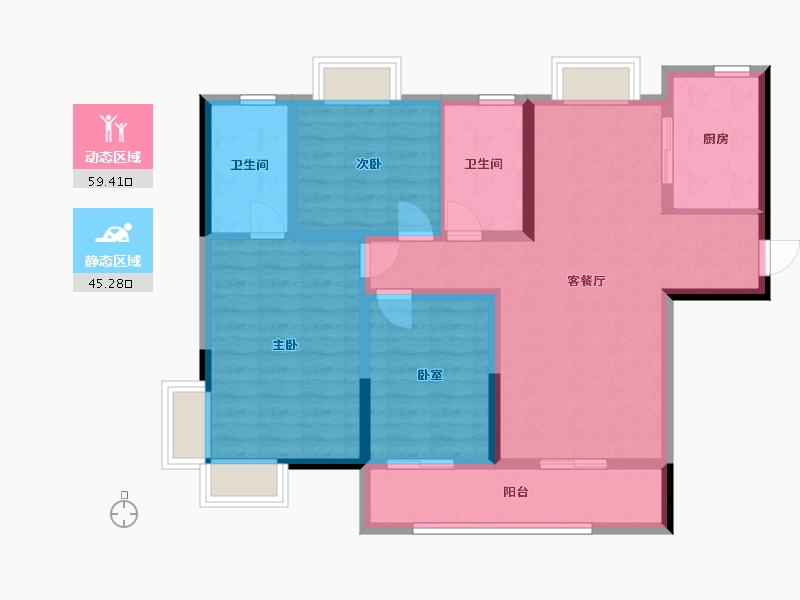 湖北省-襄阳市-和信清河城-93.03-户型库-动静分区