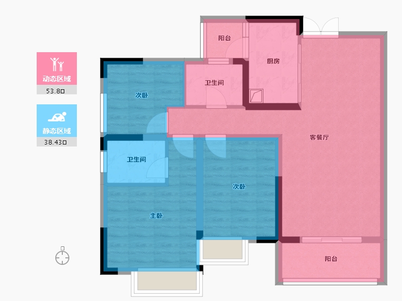 四川省-成都市-中际汇菁广场-86.26-户型库-动静分区