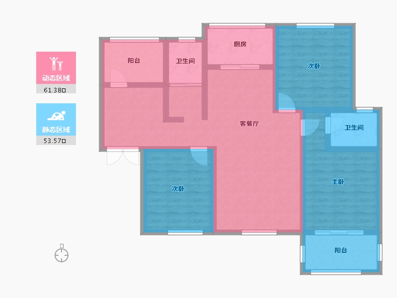 陕西省-宝鸡市-轩辕紫汀苑-113.59-户型库-动静分区