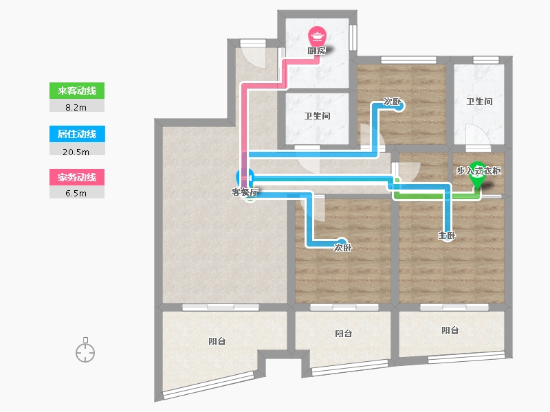 浙江省-金华市-新湖香格里拉-74.40-户型库-动静线