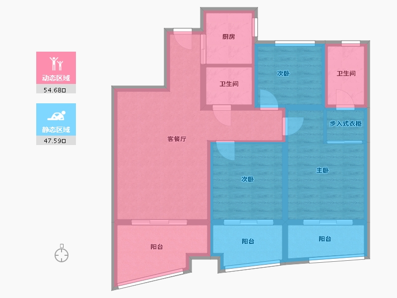 浙江省-金华市-新湖香格里拉-74.40-户型库-动静分区