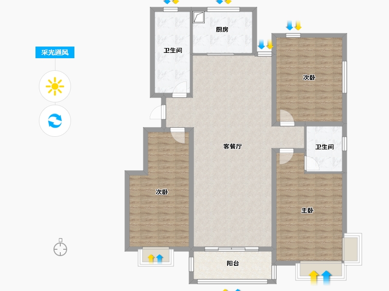 河北省-石家庄市-公园府邸-136.00-户型库-采光通风