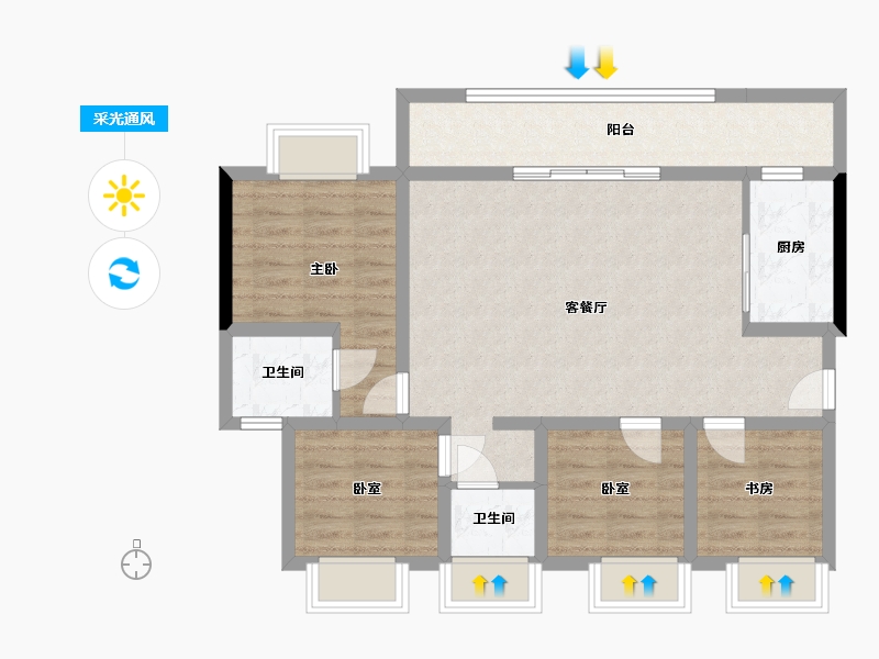 重庆-重庆市-北京城建龙樾生态城-91.21-户型库-采光通风