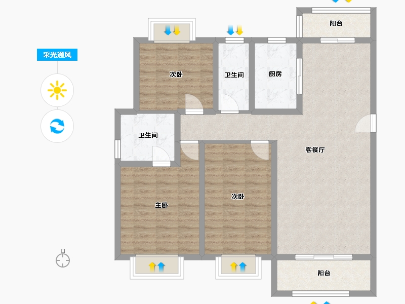 江西省-宜春市-住总文博苑-100.00-户型库-采光通风