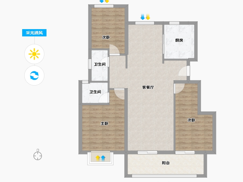 浙江省-台州市-玖悦府-108.00-户型库-采光通风