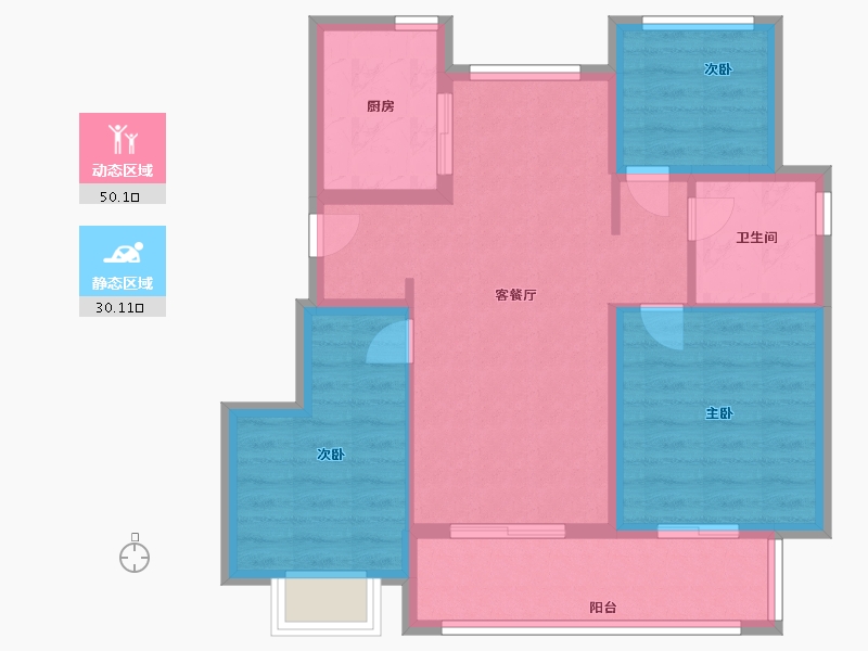 浙江省-金华市-湖塘月色-71.20-户型库-动静分区