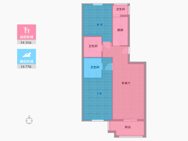 北京-北京市-华龙苑北里-87.00-户型库-动静分区