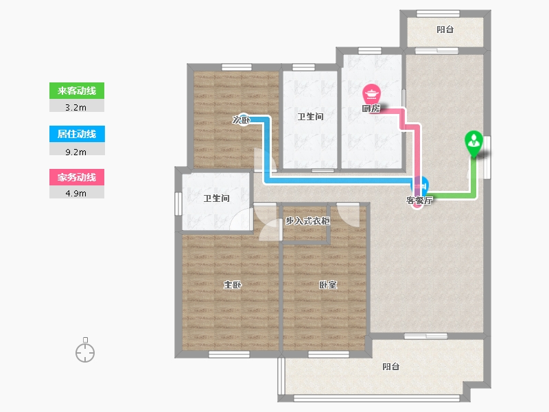 浙江省-台州市-瑞景名苑-119.00-户型库-动静线