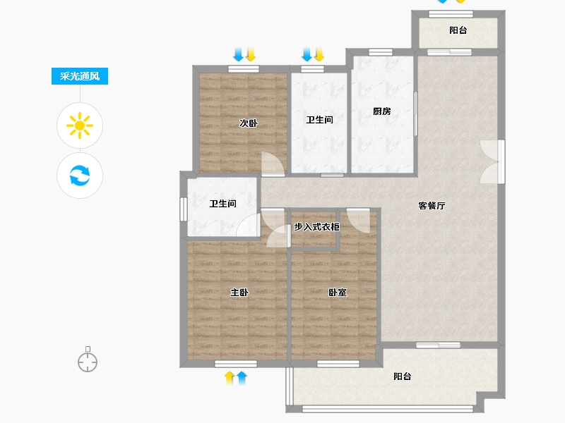 浙江省-台州市-瑞景名苑-119.00-户型库-采光通风