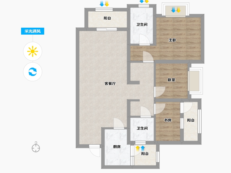 四川省-德阳市-金科集美公馆-79.20-户型库-采光通风