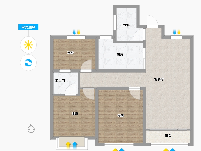 陕西省-榆林市-锦岚家园-96.80-户型库-采光通风