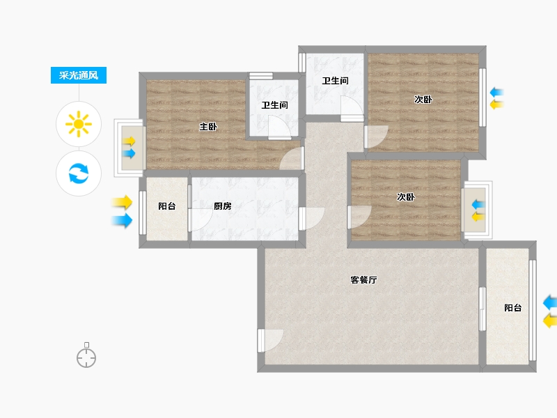 贵州省-贵阳市-广大城-90.40-户型库-采光通风