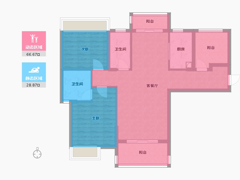 广东省-中山市-海伦堡玖悦府-84.78-户型库-动静分区