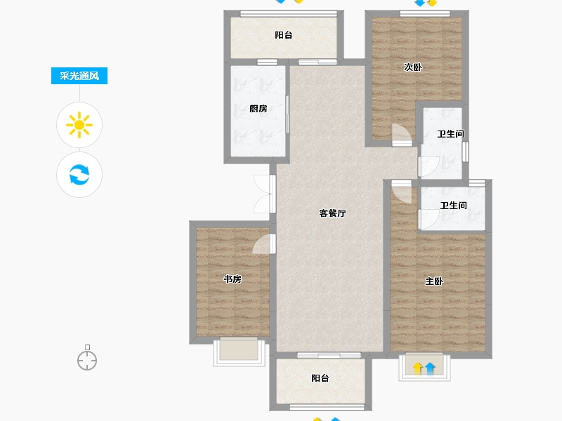 河南省-焦作市-壹号院-108.38-户型库-采光通风