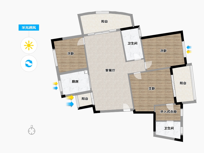 浙江省-杭州市-南岸花城枫江苑-110.40-户型库-采光通风